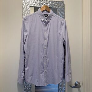 Men's Express Purple Gingham Print Collared Shirt_Extra Slim_Small